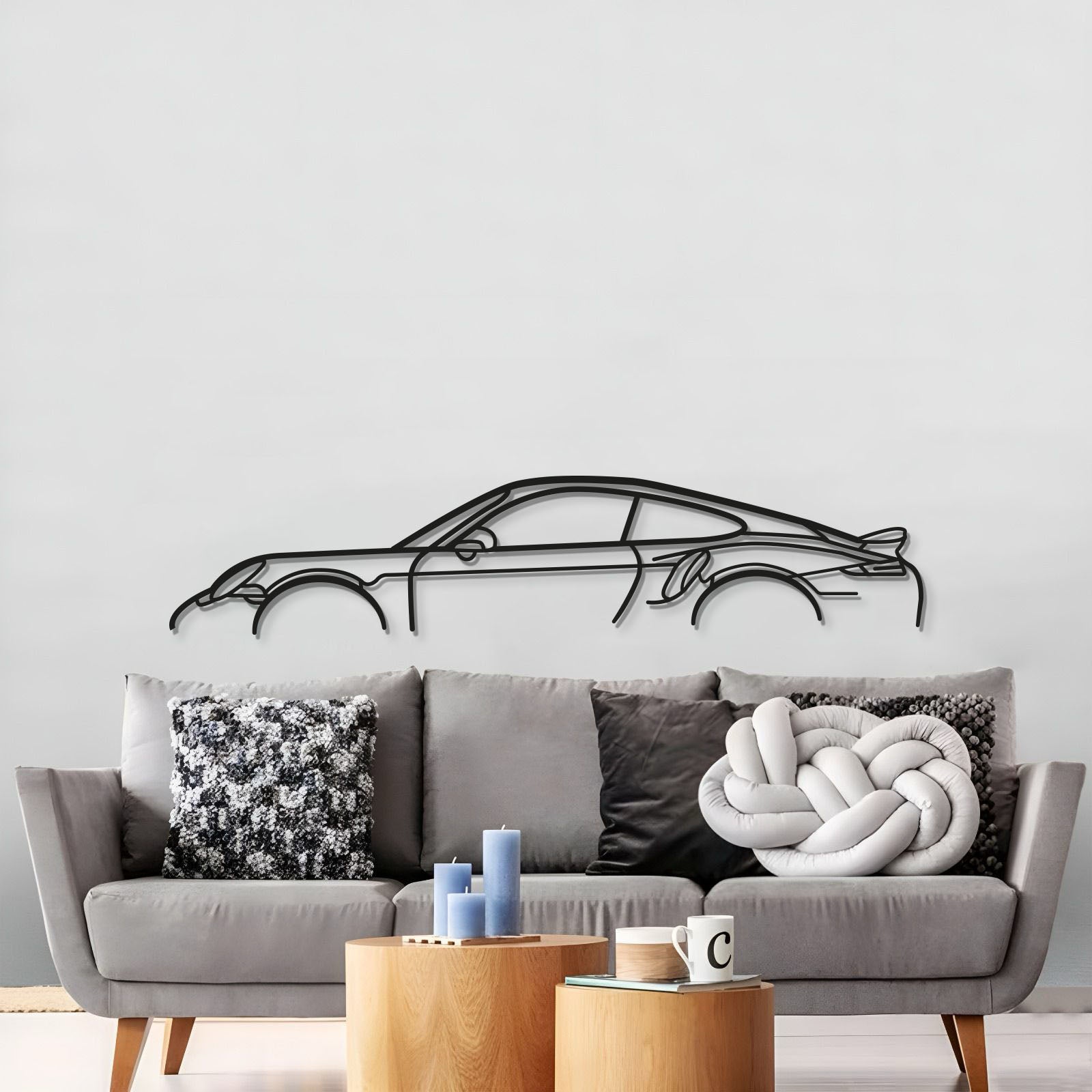 Porsche 911 Turbo S 991 detailed wall art in matte finish for man cave