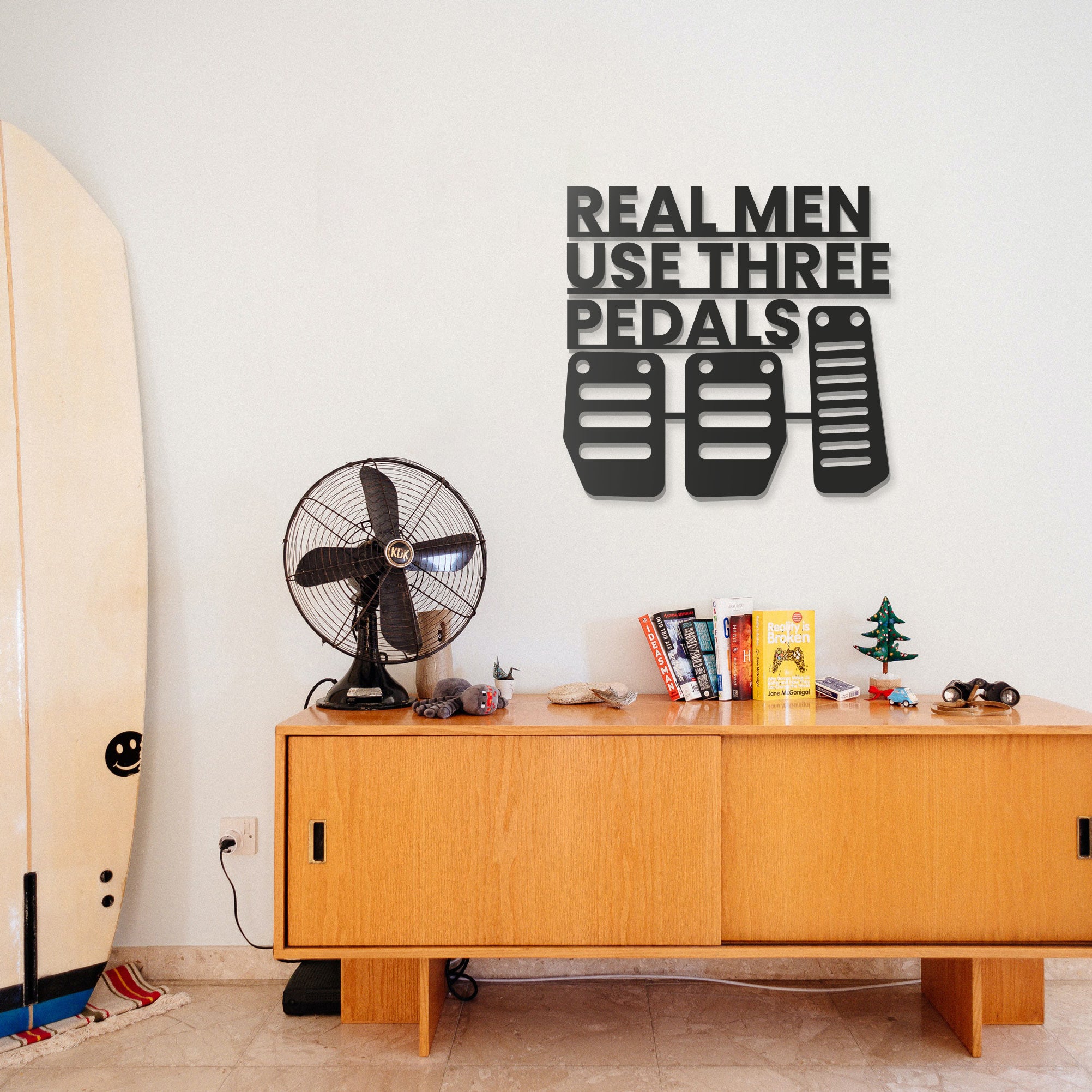 Real Men Use Three Pedal Metal Car Culture Wall Art - MT1234