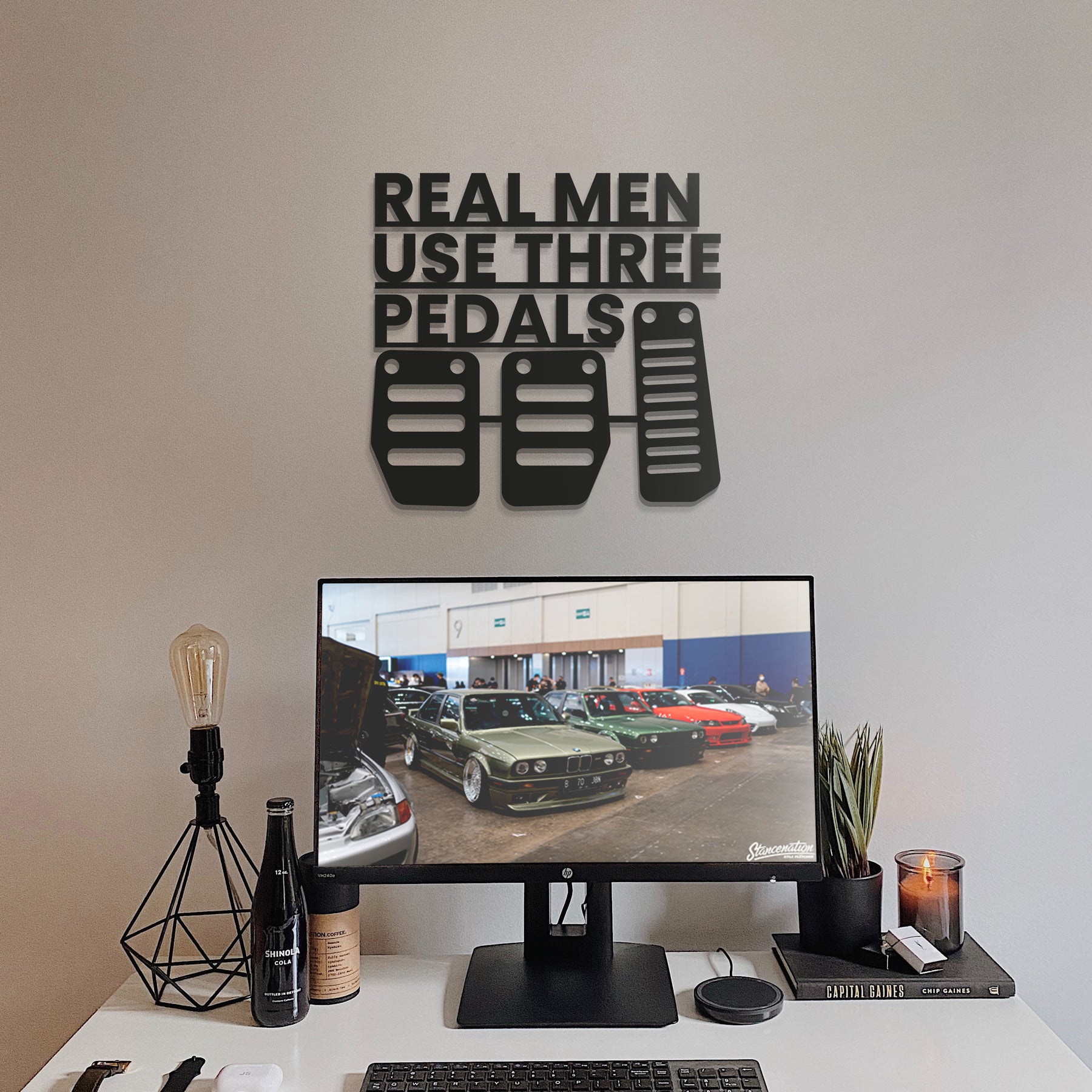 Real Men Use Three Pedal Metal Car Culture Wall Art - MT1234