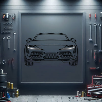 Toyota Supra MK5 front view neon car wall sculpture – sleek industrial sports car décor