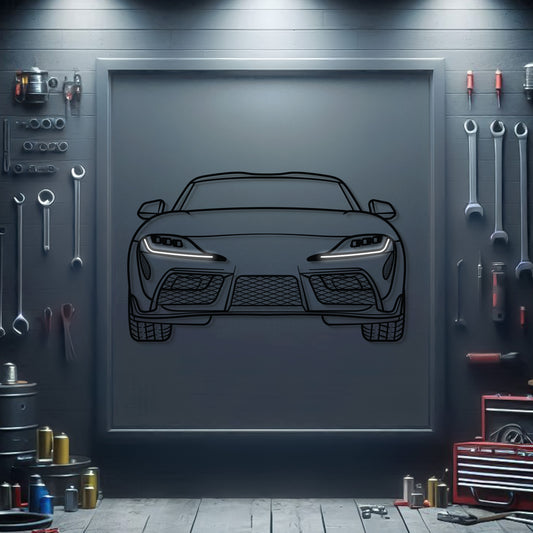 Toyota Supra MK5 front view neon car wall sculpture – sleek industrial sports car décor
