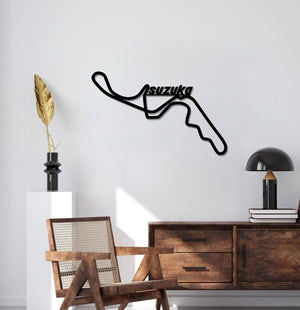 Elegant motorsport décor showcasing Suzuka Formula 1 circuit metal wall art