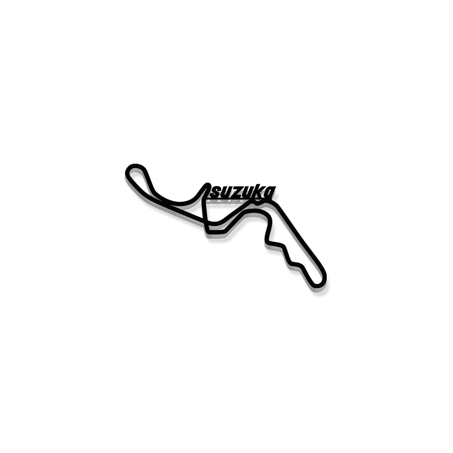 Sleek décor featuring Suzuka Formula 1 circuit metal wall art adding motorsport flair