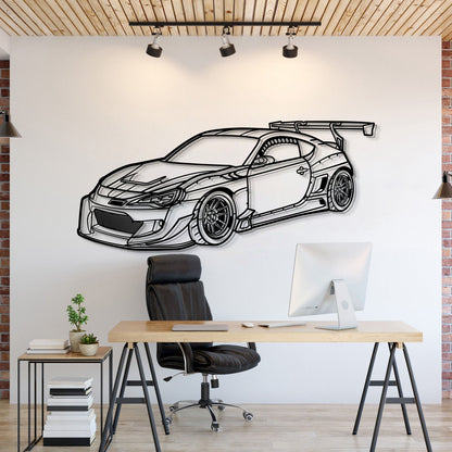 Toyota GT‑86 perspective metal wall art – laser-cut 2 mm textured steel with matte powder-coat finish