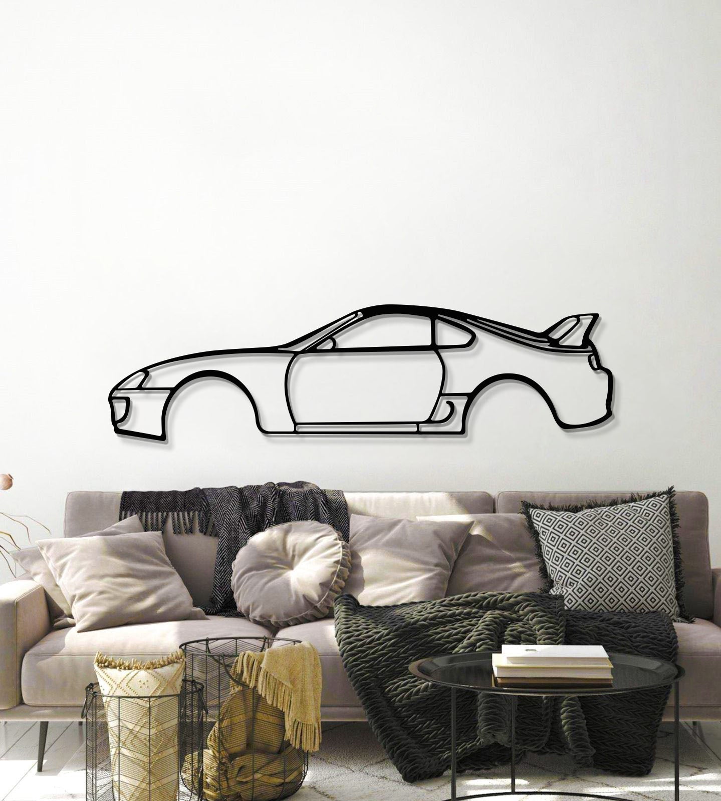 Matte finish wall art showcasing Toyota Supra MK4 1998 enriching hallway ambiance