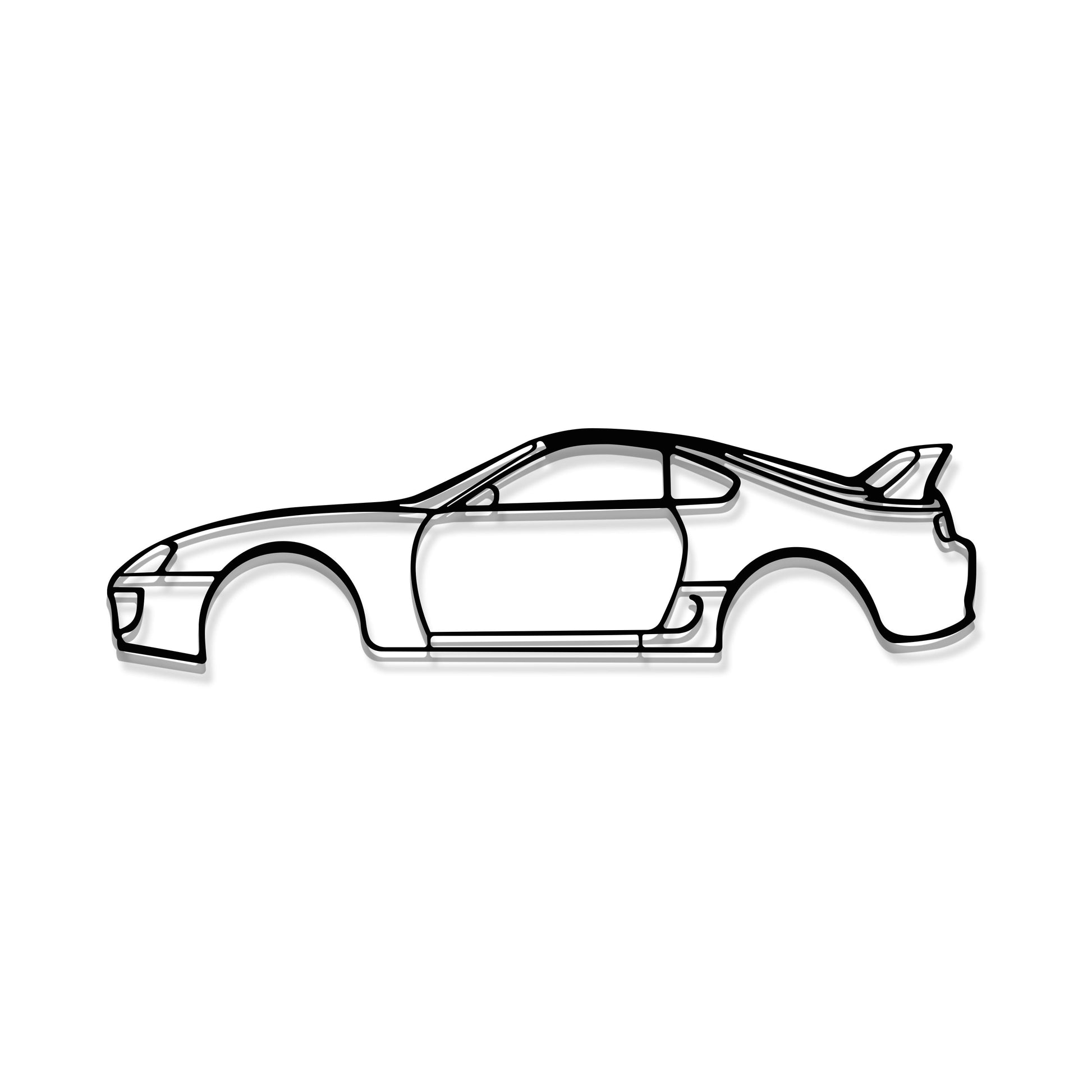 Sporty décor featuring Toyota Supra MK4 1998 metal wall art adding motorsport flair