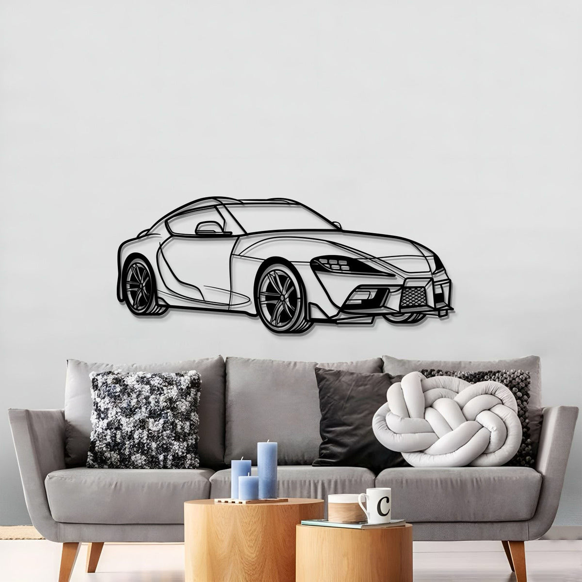 2023 Toyota Supra MK5 perspective steel wall hanging with textured matte finish