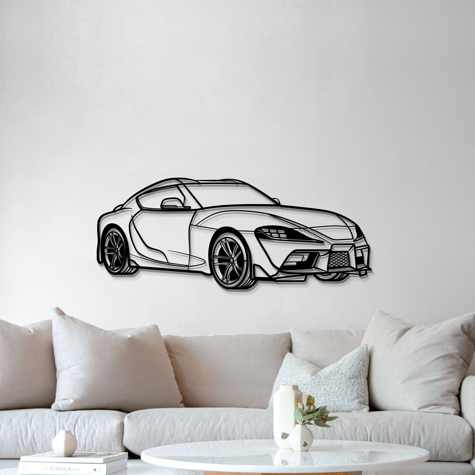 Powder‑coated 2023 Toyota Supra MK5 perspective metal art – perfect gift for car enthusiasts