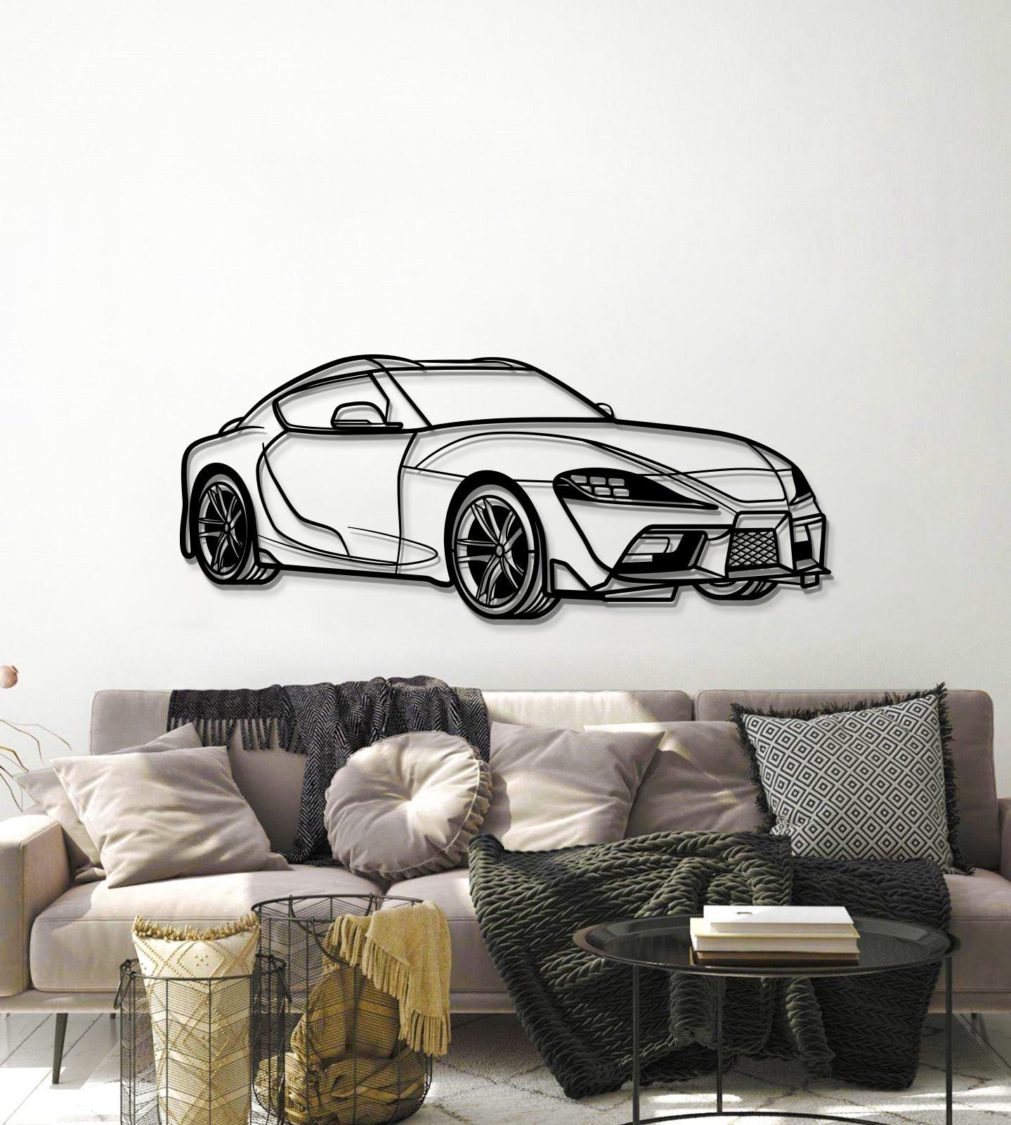 Custom 2023 Toyota Supra MK5 perspective metal wall art – high-performance styling