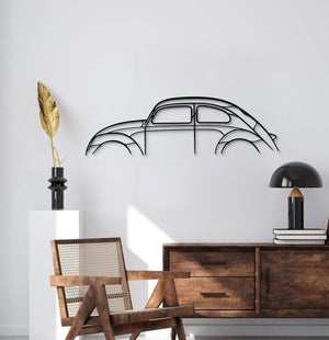 Volkswagen Beetle Classic Car Silhouette Wall Decor Powder Coated Matte Steel