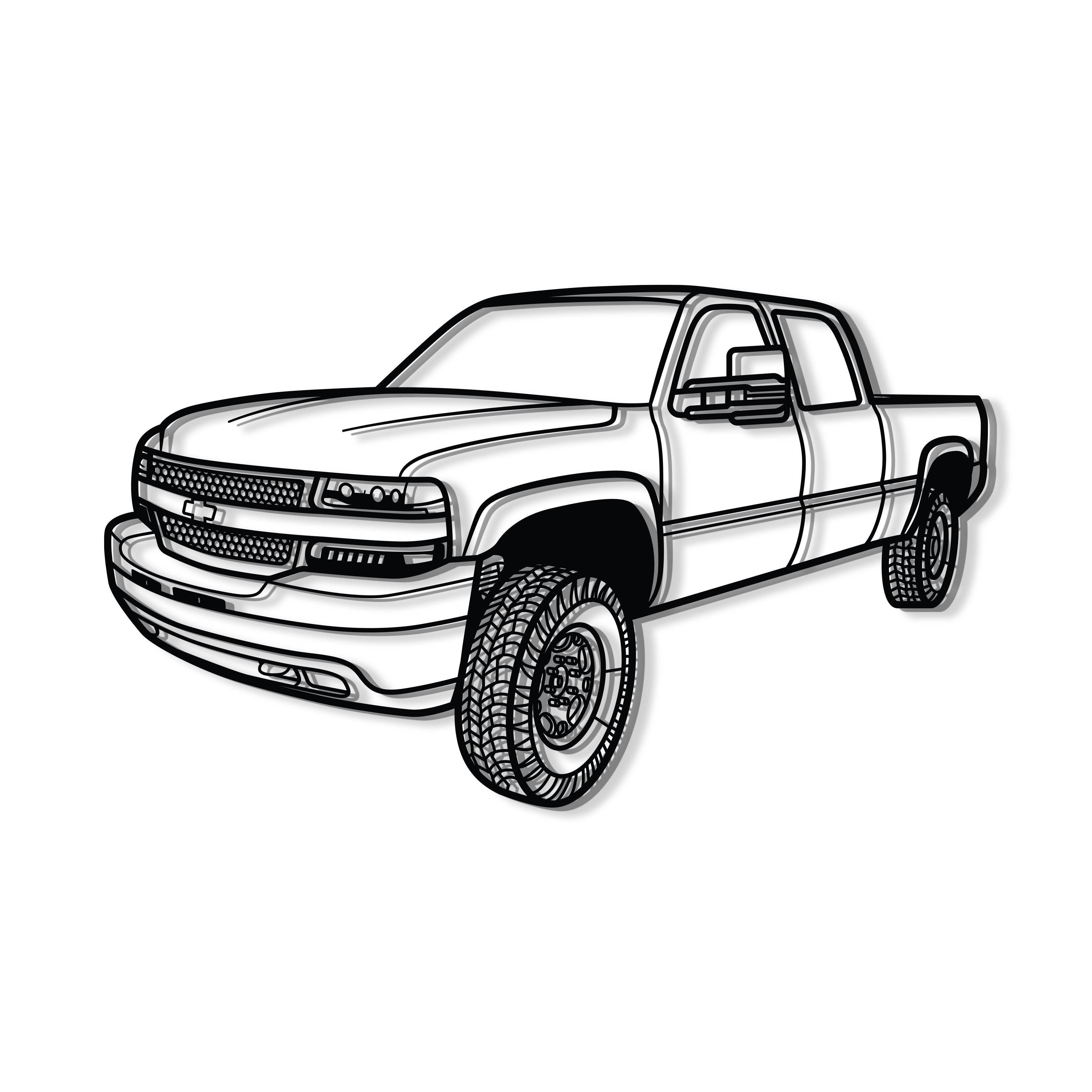 2002 Silverado 2500 Perspective Metal Car Wall Art - MT1297