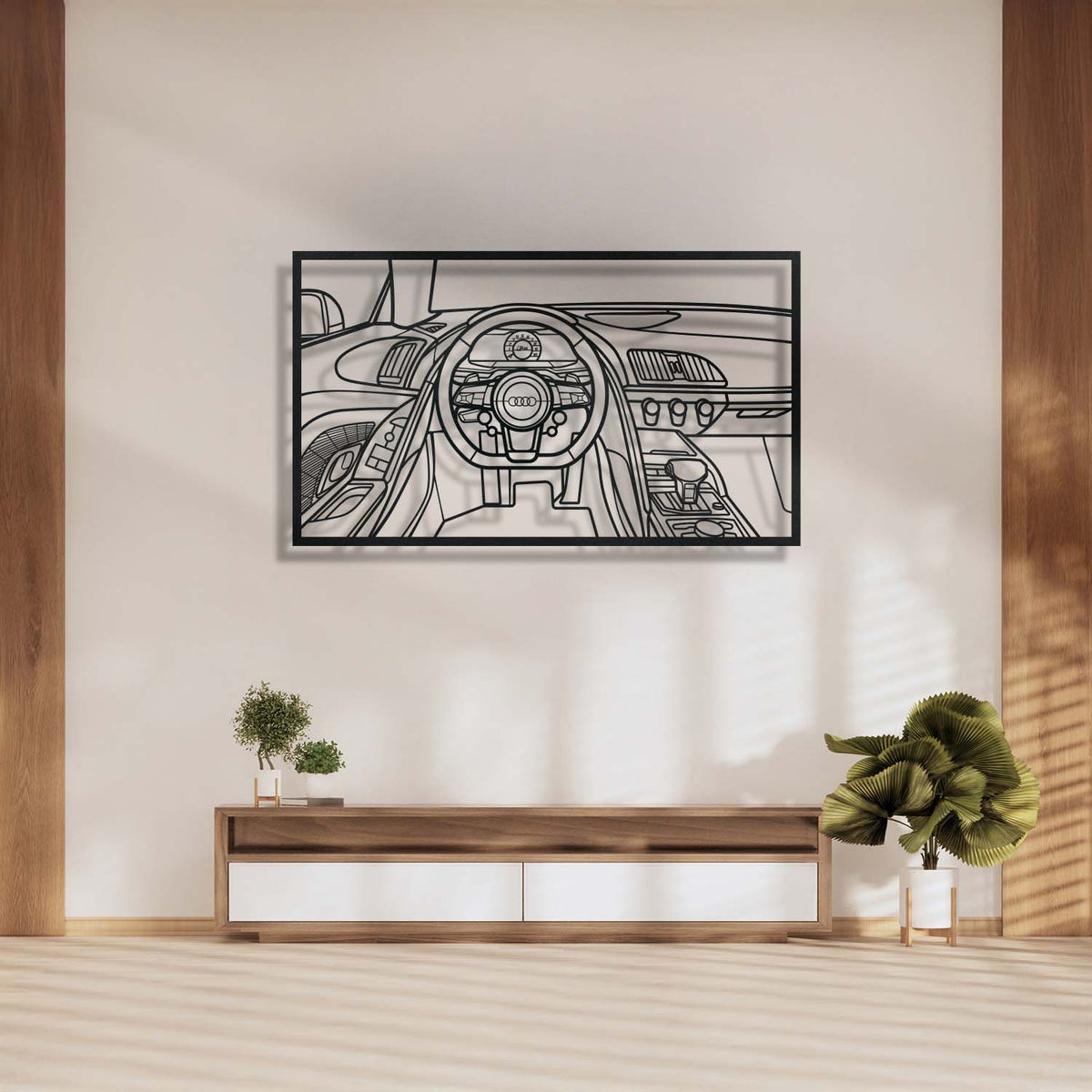 Audi R8 driver’s cockpit metal frame wall art