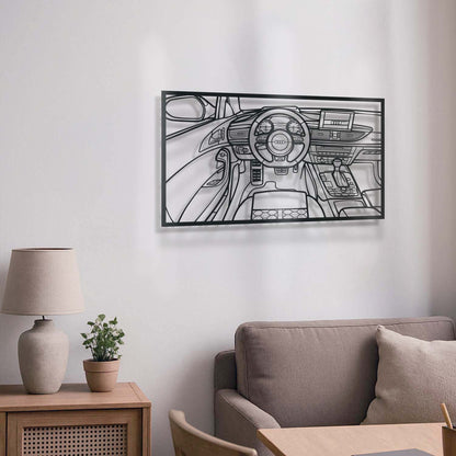 RS6 Avant driver’s viewpoint in metal-framed wall decor