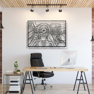 Metal frame wall art showcasing M5 CS cockpit perspective