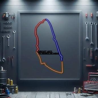 Circuit des 24 Heures du Mans neon track wall art – laser‑cut steel décor for endurance racing fans