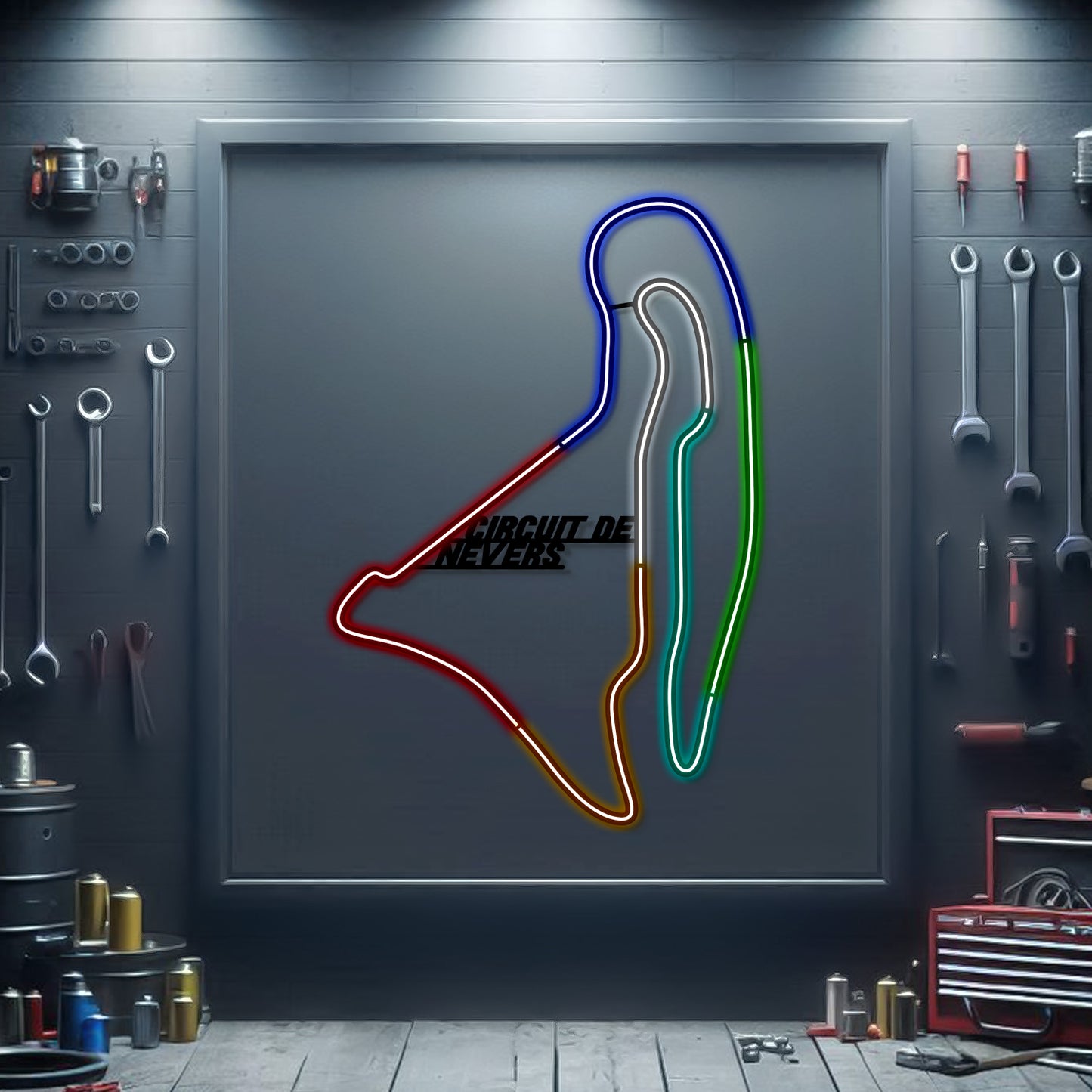 Rennstrecke Circuit De Nevers aus Metall und Neon - MTN0122