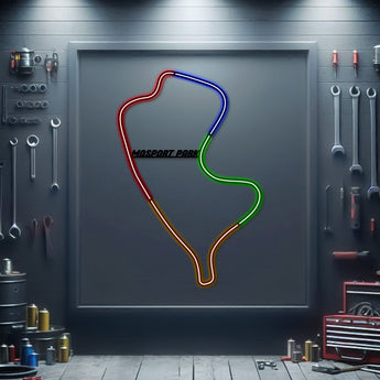 Mosport Park neon track wall art – laser‑cut steel décor for legendary Canadian racing circuit fans