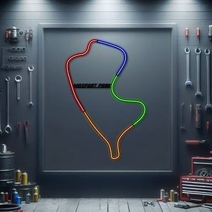 Mosport Park neon track wall art – laser‑cut steel décor for legendary Canadian racing circuit fans