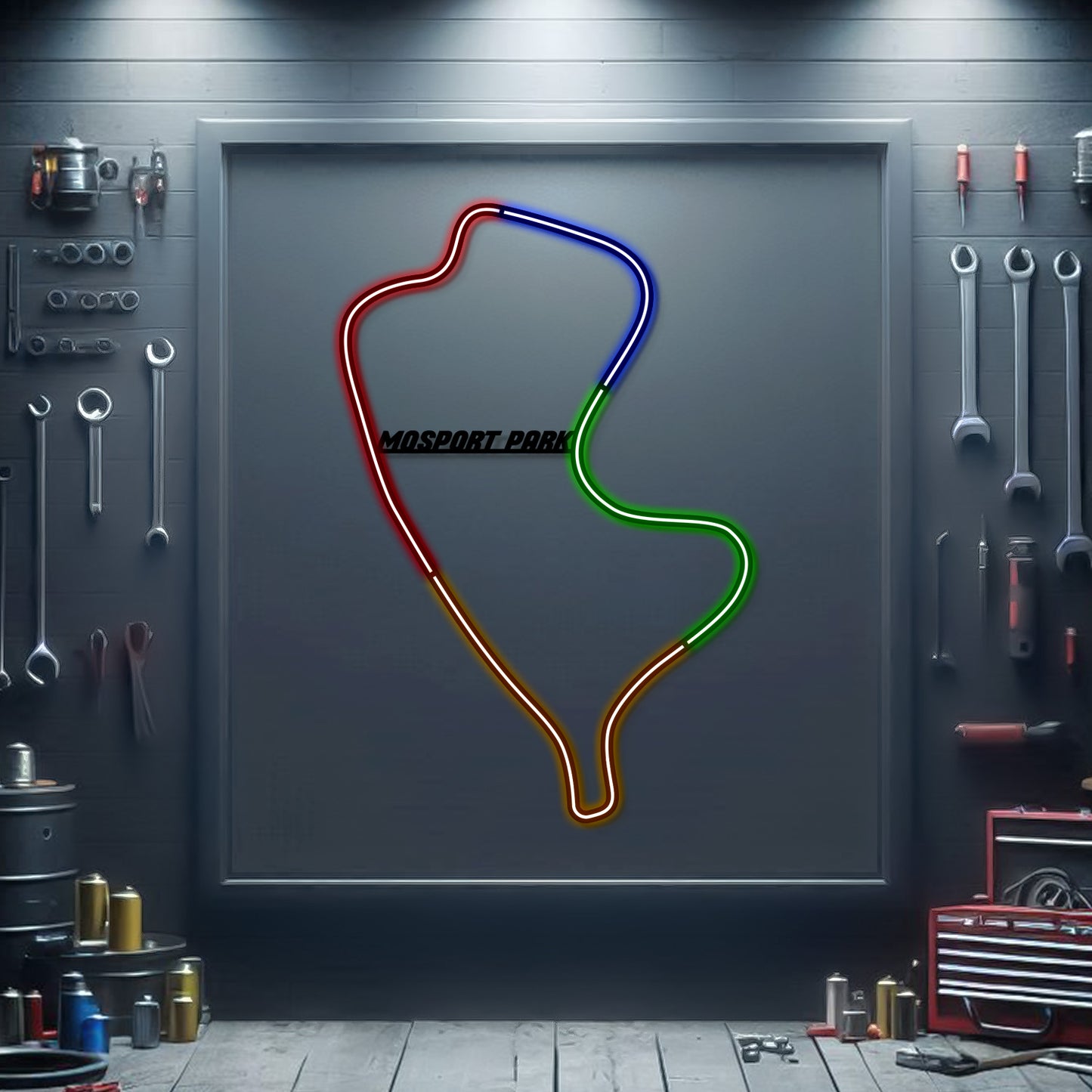 Mosport Park neon track wall art – laser‑cut steel décor for legendary Canadian racing circuit fans