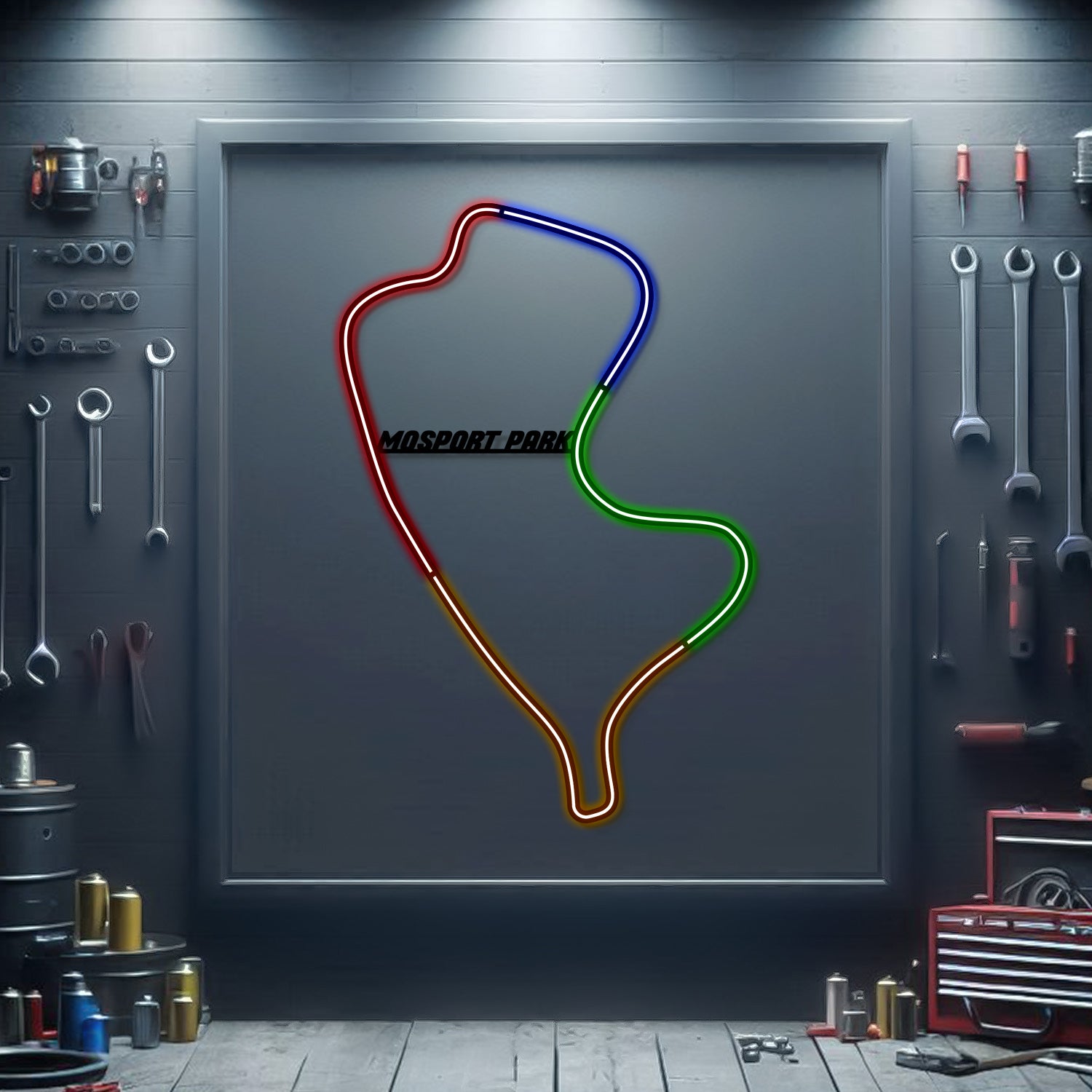 Mosport Park neon track wall art – laser‑cut steel décor for legendary Canadian racing circuit fans