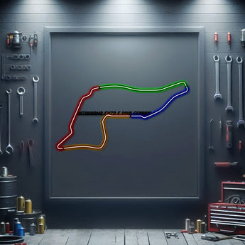 Autodromo Enzo e Dino Ferrari neon track wall art – laser‑cut steel décor for Imola circuit enthusiasts