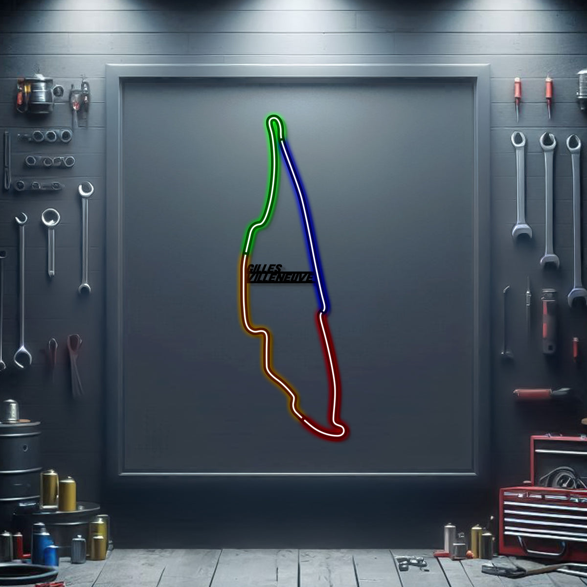 Circuit Gilles Villeneuve neon track wall art – laser‑cut steel décor for Canadian Grand Prix enthusiasts