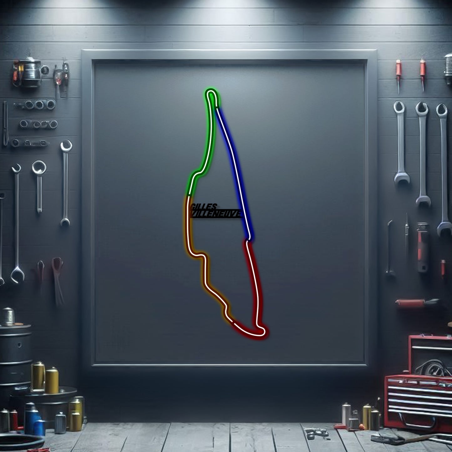 Circuit Gilles Villeneuve neon track wall art – laser‑cut steel décor for Canadian Grand Prix enthusiasts