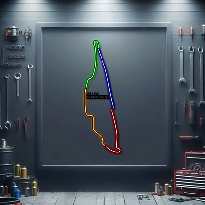 Circuit Gilles Villeneuve neon track wall art – laser‑cut steel décor for Canadian Grand Prix enthusiasts