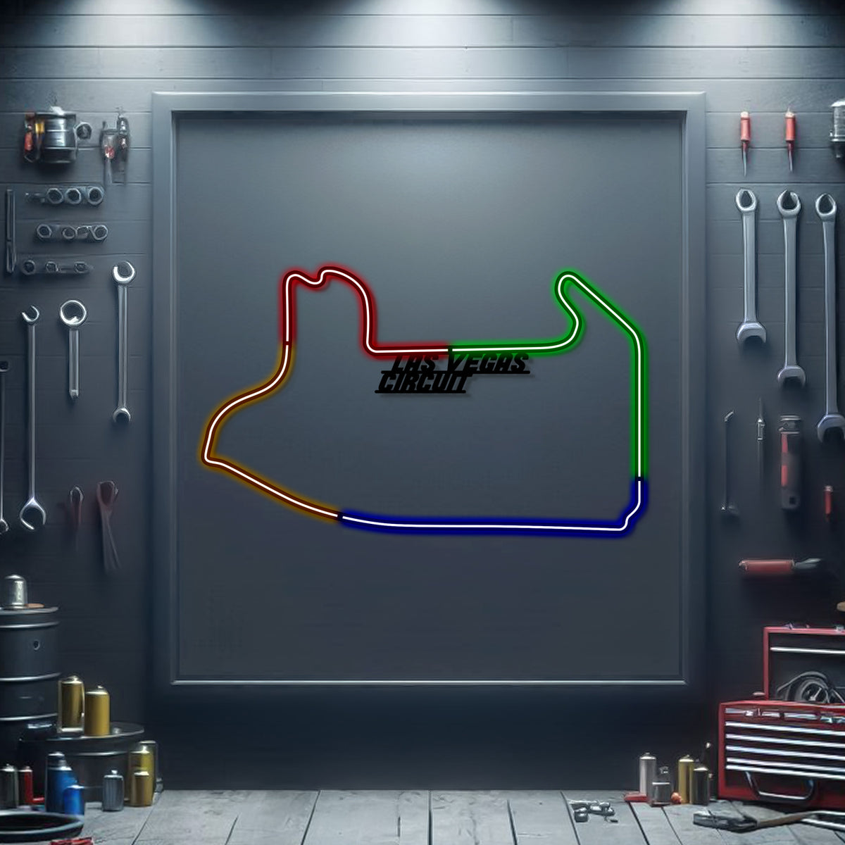 Las Vegas Strip Circuit neon track wall art – laser-cut steel décor for F1 Grand Prix fans