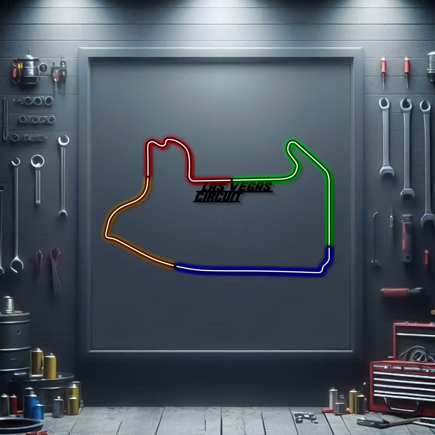 Las Vegas Strip Circuit neon track wall art – laser-cut steel décor for F1 Grand Prix fans