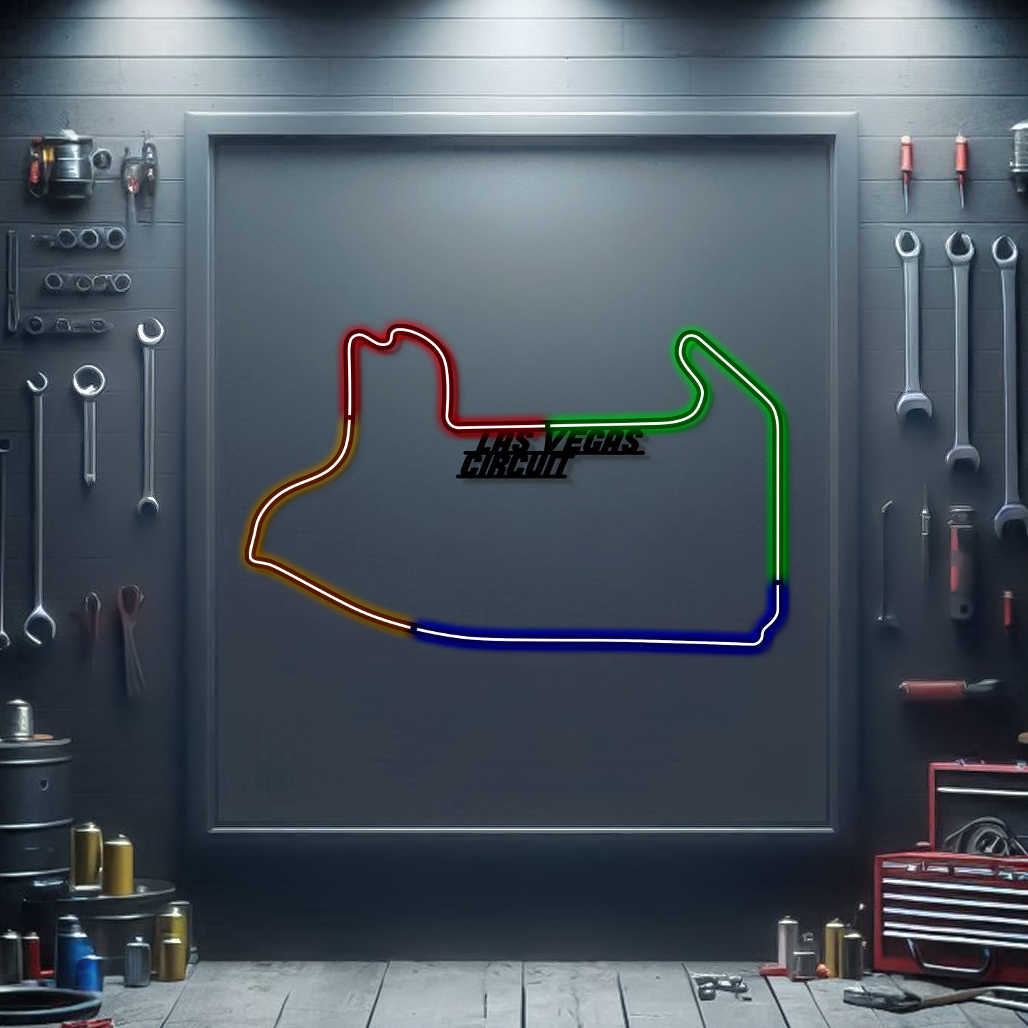 Las Vegas Strip Circuit neon track wall art – laser-cut steel décor for F1 Grand Prix fans
