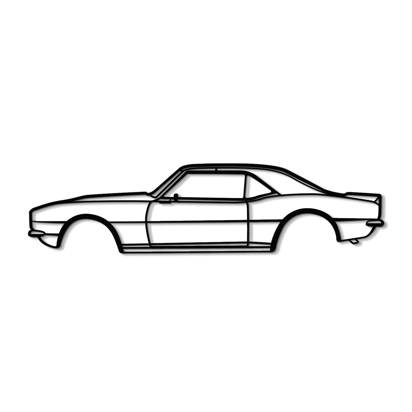 1968 Chevrolet Camaro metal art – durable design lifted 1 cm off wall using hidden screws 