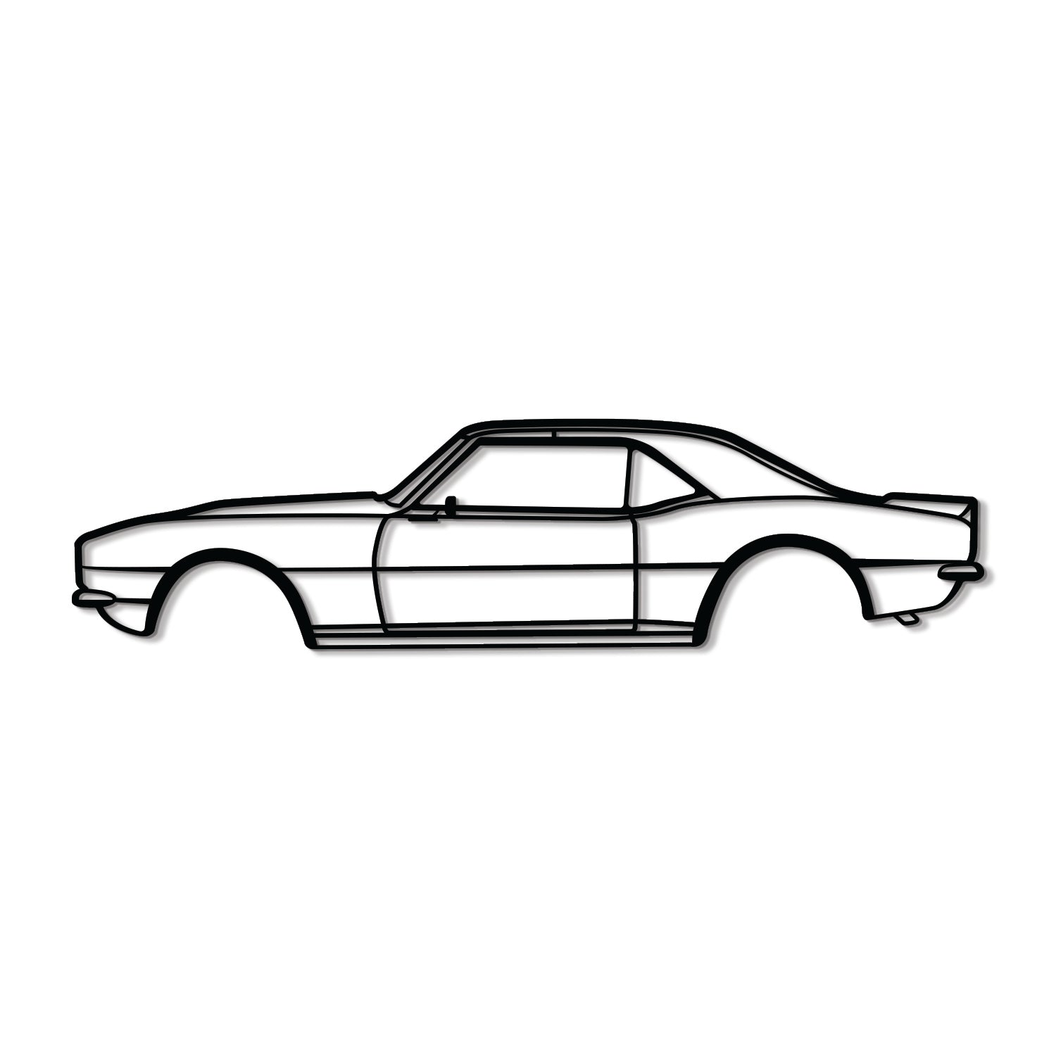 1968 Chevrolet Camaro metal art – durable design lifted 1 cm off wall using hidden screws 