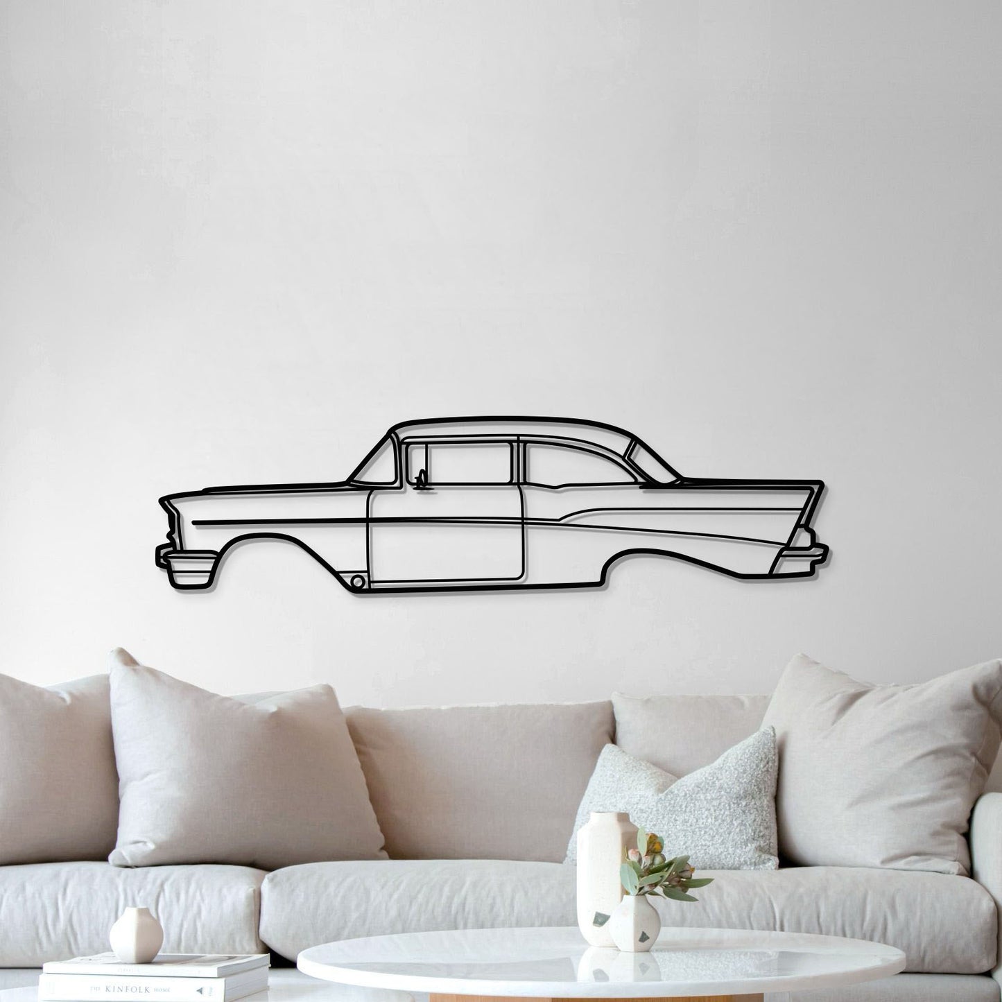 1957 Chevrolet Bel Air vintage metal wall sculpture for living room