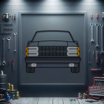 1989 454 SS front view neon-lit metal wall art