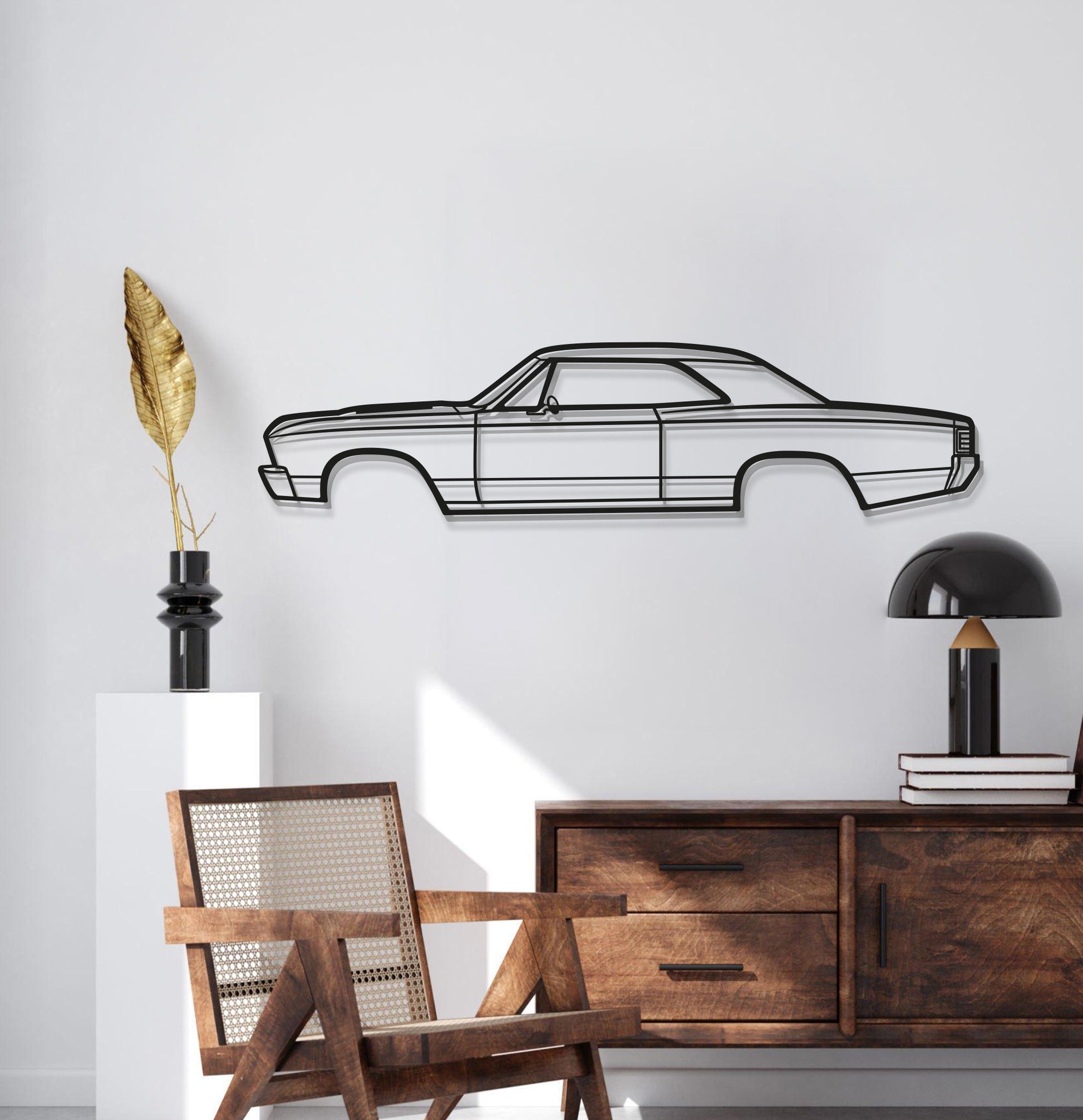 Chevelle (1967) laser‑cut metal wall décor – vintage A‑body profile in textured steel