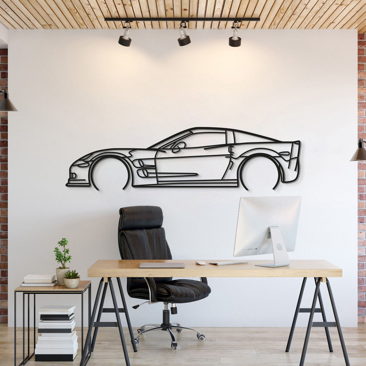 Chevrolet Corvette C6 ZR1 detailed metal car wall art silhouette for garage décor