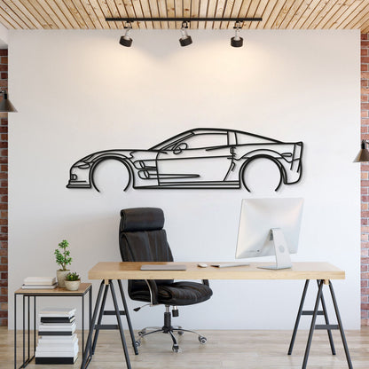 Chevrolet Corvette C6 ZR1 detailed metal car wall art silhouette for garage décor