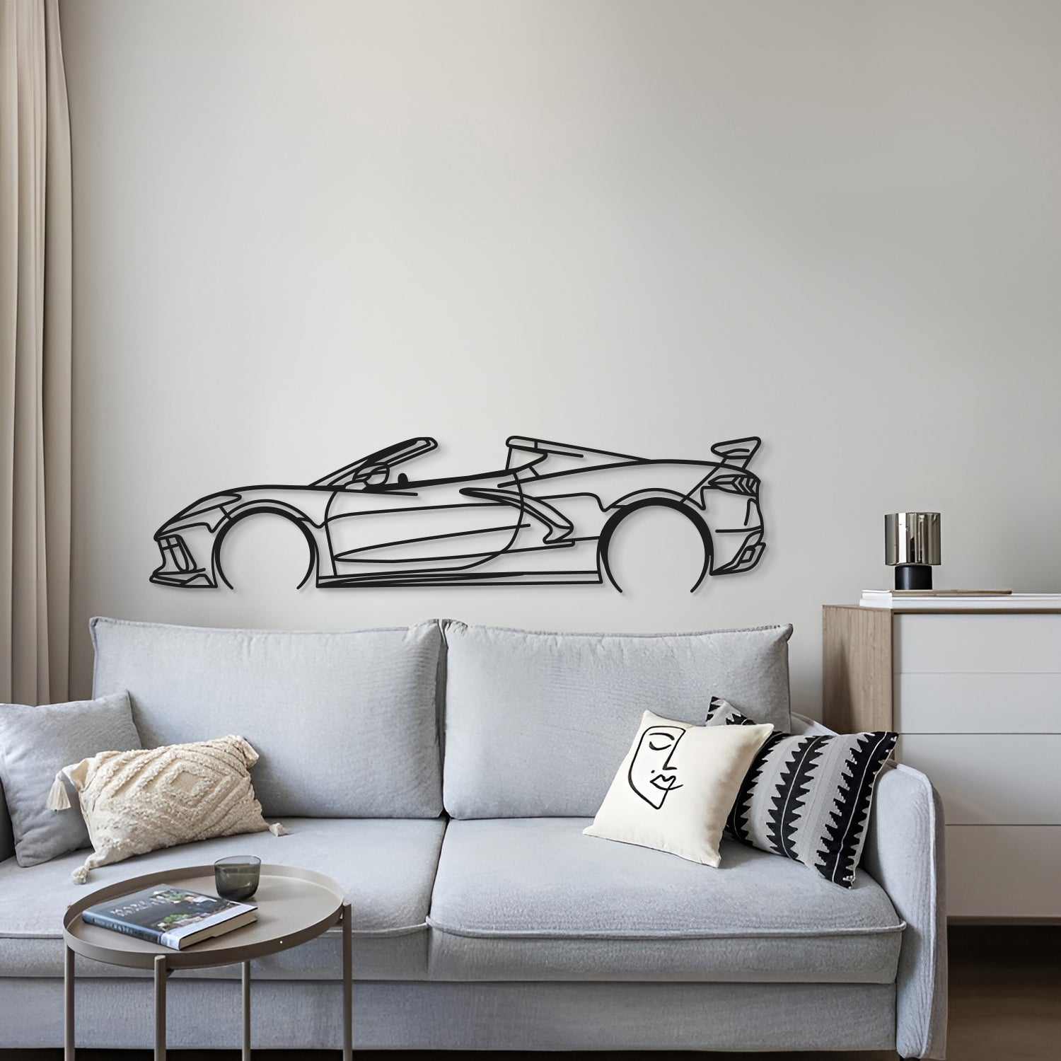 Classic Chevrolet Corvette C8 metal wall decoration for automotive collectors