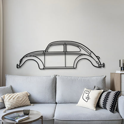 Collector edition 1963 Volkswagen Beetle wall art – laser‑cut steel lifted 1 cm off the wall via elevation screws 
