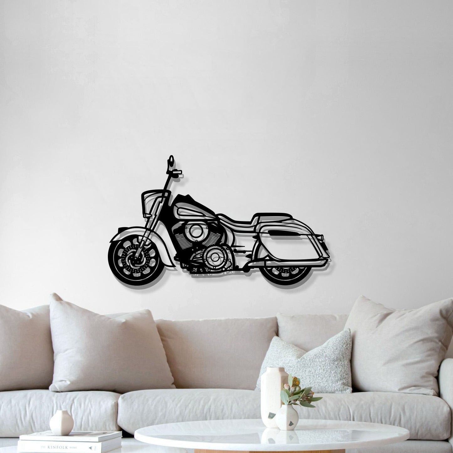 Man cave elevated with Indian Springfield Dark Horse minimalist metal décor in matte finish