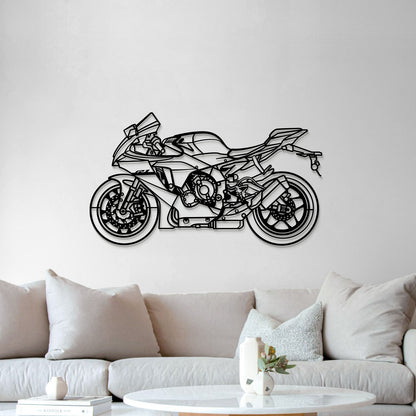 Minimalist metal silhouette of 2024 YZF‑R1 bike