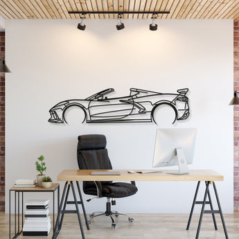 Chevrolet Corvette C8 detailed metal car wall art silhouette for garage décor