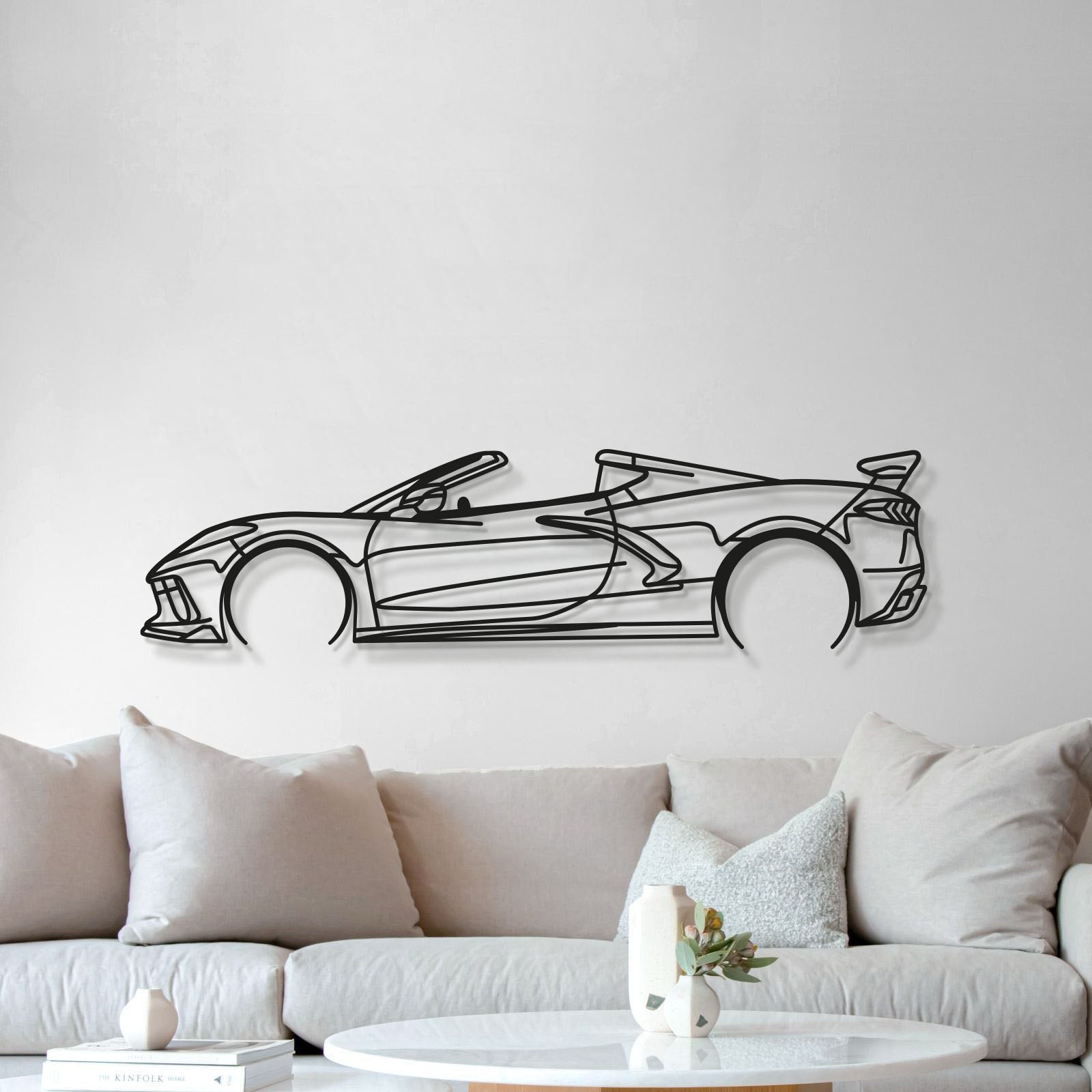 Chevrolet Corvette C8 detailed metal wall sculpture for living room display