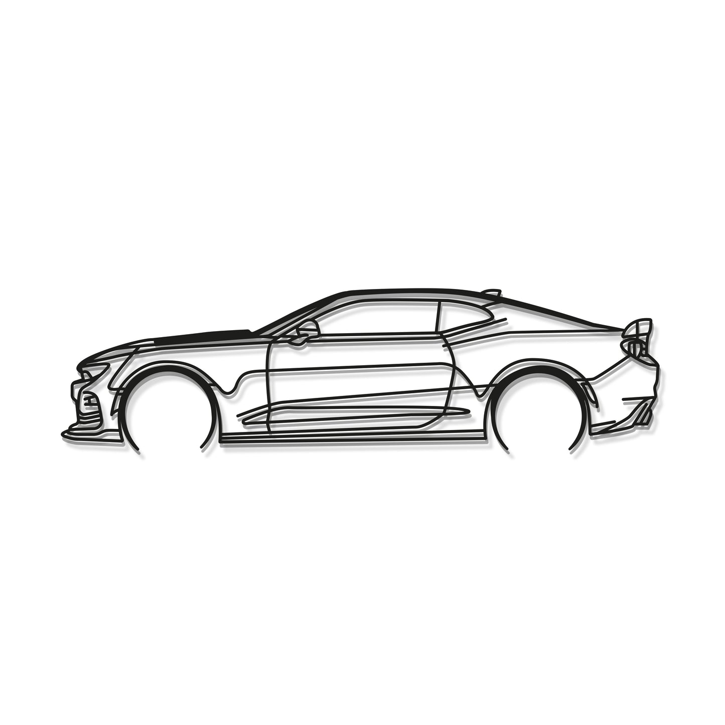 Metal wall art silhouette of Chevrolet Camaro SS 1LE for home office or study