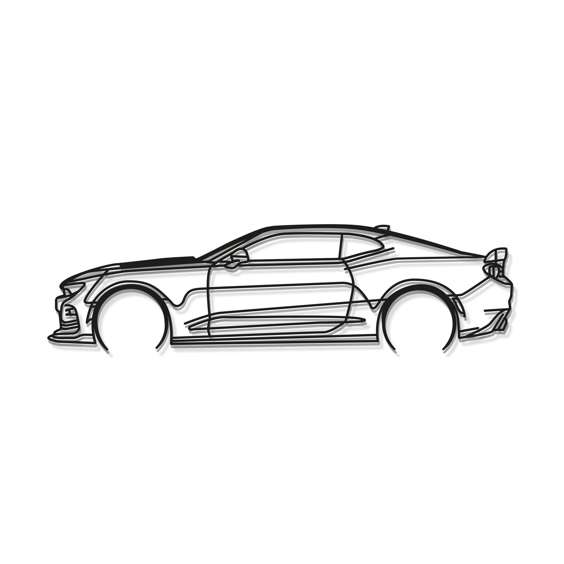 Metal wall art silhouette of Chevrolet Camaro SS 1LE for home office or study