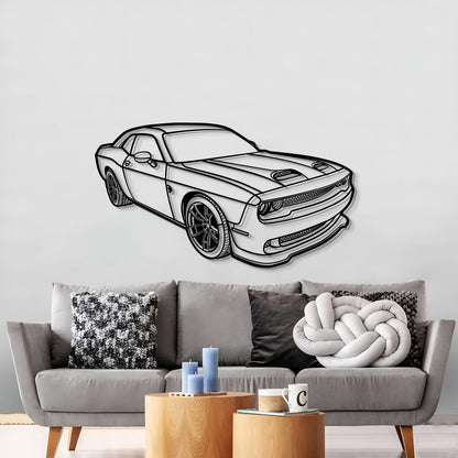 2023 Dodge Challenger Hellcat perspective metal wall décor – ready‑to‑hang premium steel design for muscle car enthusiasts 
