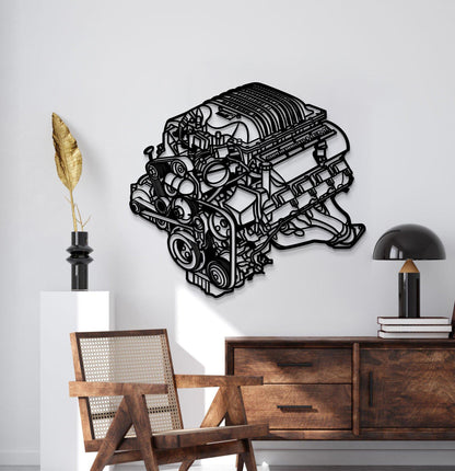 Metal wall art of 2018 Challenger HEMI engine block profile