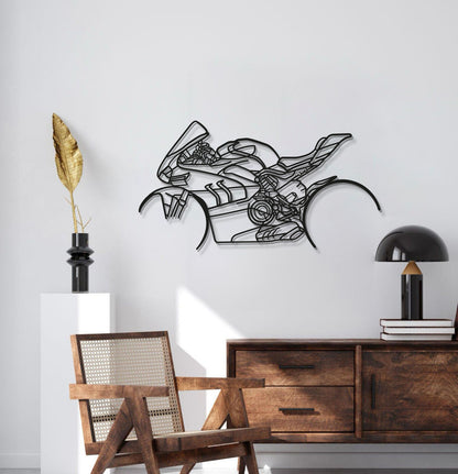 Vintage V4SP laser cut steel motorcycle wall art for bike enthusiasts