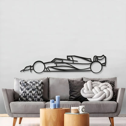 Garage wall styled with Formula 1 2022 silhouette décor captures racing heritage and performance